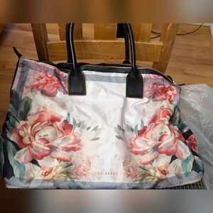 Ted Baker Black and Pink Artistic Floral Tote
